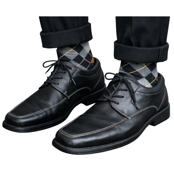 NORDSTROM Black Leather Square Toe Oxford Dress Shoe Men 13 LaceUp Business Work main image 7